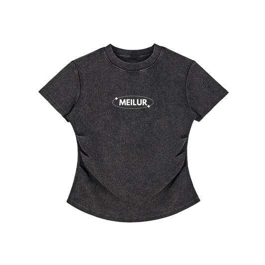 Vintage Washed Bodycon Cotton T-Shirt